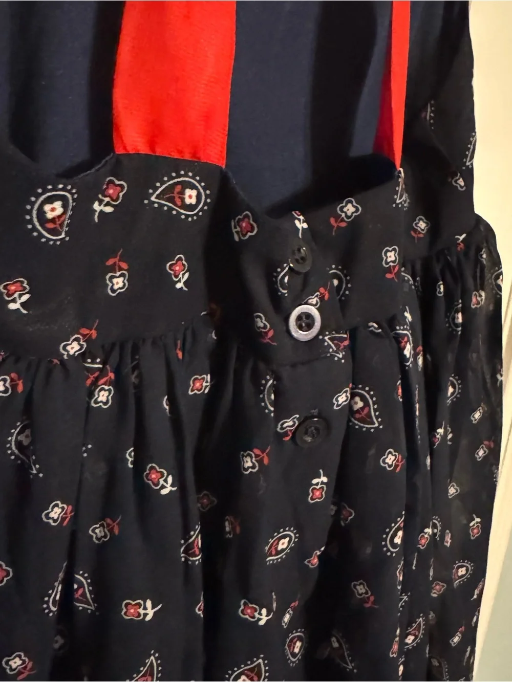 NWOT Blueberi Boulevard paisley bandana print red white blue bow lined